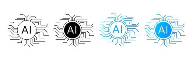 Circular AI logo with circuits for modern and futuristic tech. vector