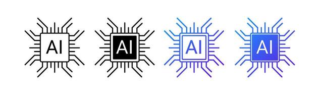 Futuristic chip logo with circuits for AI and digital innovation. vector