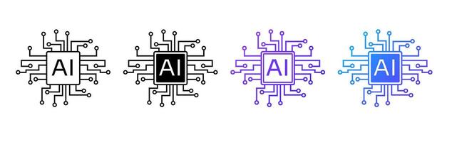 Minimalistic AI chip logo for innovation and digital systems. vector