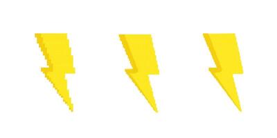 Three yellow lightning bolt symbols in simple pixel art design vector