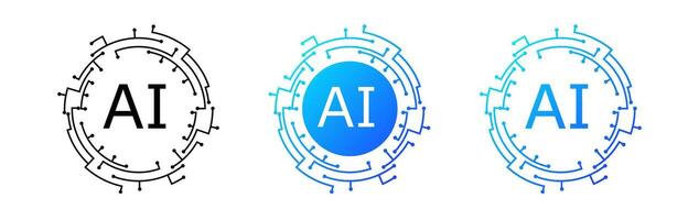 Circular AI logo with neuron circuits for futuristic tech designs. vector