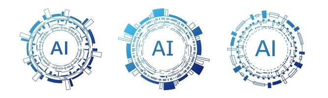 Futuristic blue AI frame for digital and business systems. vector