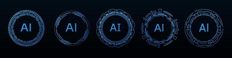 Holographic blue portal frame for virtual and tech designs. vector