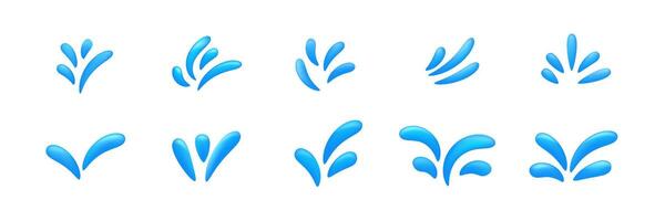 Collection of blue water splash elements in varied shapes on a light background vector