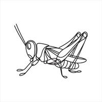 single one line black grasshopper silhouette white background vector