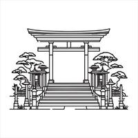 one line Gate silhouette on white background vector