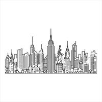 single one line City silhouette white background vector