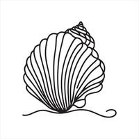 single one line seashell silhouette white background vector