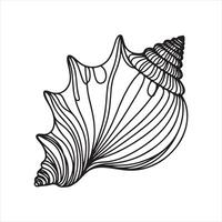 single one line seashell black silhouette on white background vector