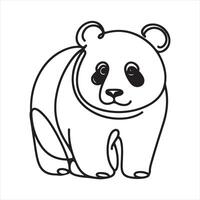 single one line panda black silhouette on white background vector