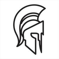 single one line spartan Helmet black silhouette white background vector