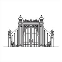single one line Gate silhouette white background vector
