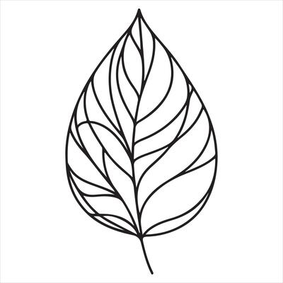 single one line Leaf black silhouette on white background