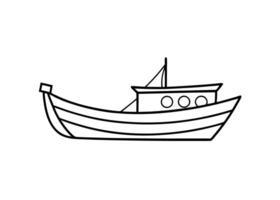 Artistic fishing boat drawing with delicate continuous flowing lines smooth vector