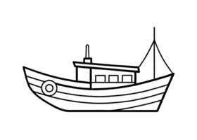 Charming fishing boat drawing with delicate continuous artistic lines vivid vector