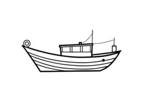 Understated fishing boat drawing with simple refined lines vector