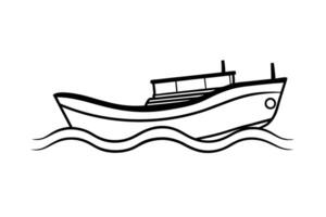 Graceful fishing boat silhouette with delicate flowing form and style vector
