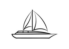 Sophisticated catamaran drawing with smooth flowing lines and elegantly balanced maritime form distinctly vector