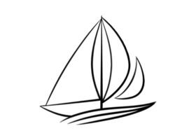 Artful minimalist sailboat depiction featuring gentle curves and seamless continuous outlines nicely vector