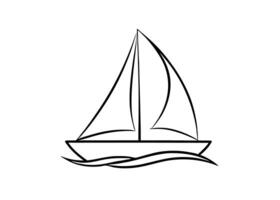 Elegant minimalist sailboat design showcasing smooth continuous artistic lines uniquely vector