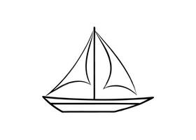 Sophisticated minimalist sailboat illustration presenting refined and smooth continuous curves in a dynamic composition vividly vector