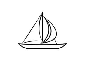 Minimalist sailboat profile featuring crisp dynamic line structure and form vector