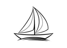Chic minimalist sailboat design with smooth flowing artistic lines gracefully vector