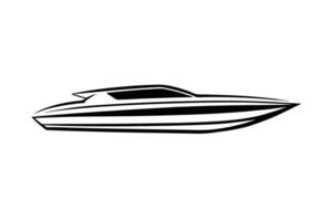 Dynamic sleek speedboat design rendered in crisp style with modern innovative maritime energy for impact vector