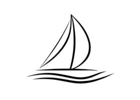 Artistic minimalist sailboat silhouette capturing serene curves and continuous fluid motion effortlessly in style vector