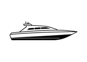 Modern yacht profile rendered with crisp elegant craftsmanship and dynamic energy vector