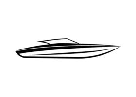 Sleek speedboat silhouette rendered in crisp dynamic artistic form vivid vector