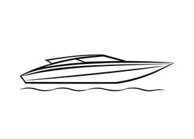 Vibrant sleek speedboat drawing with dynamic continuous elegant strokes boldly vector