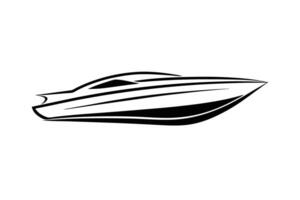 Detailed sleek speedboat illustration showcasing dynamic crisp energetic design remarkably bold vector