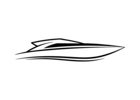 Sleek speedboat profile rendered with dynamic crisp strokes and precisely balanced visual form for enthusiasts vector
