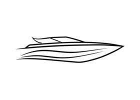 Sleek speedboat drawing featuring dynamic continuous motion and gracefully flowing artistic lines with vibrant energy vector