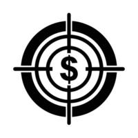 Bold target silhouette with central dollar sign for precise financial goals vector