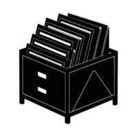 Efficient standing file organizer silhouette for streamlined office documentation vector