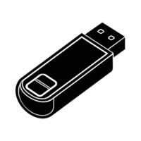 Dynamic USB flash drive silhouette for innovative digital storage efficiency vector