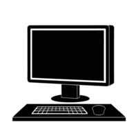 Desktop computer with large monitor silhouette for corporate digital display vector