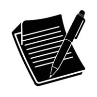 Dynamic pen resting on an office document silhouette for clear signature marking vector