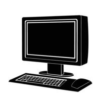 Modern desktop computer with large monitor silhouette for executive work vector