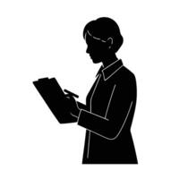 Person taking notes on a clipboard silhouette for precise meeting minutes vector