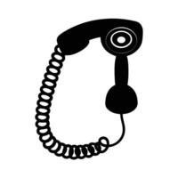 Telephone with a coiled cord silhouette for traditional office communication vector