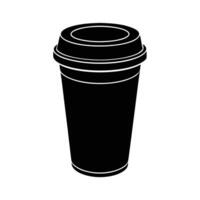 To-go coffee cup with a lid silhouette for quick office refreshments vector