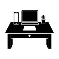 Smartphone on an office desk silhouette for integrated digital workflow vector