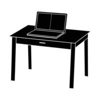 Business silhouette of modern office desk with laptop for collaborative work efficiency vector