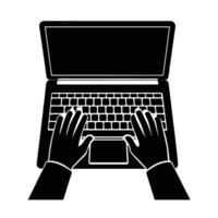 Business silhouette of hands efficiently typing on laptop keyboard to boost productivity vector