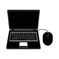 Business silhouette of laptop and mouse setup for efficient online productivity vector