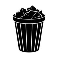 Business silhouette of office trash bin with crumpled paper indicating organized disposal vector