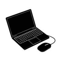 Business silhouette of laptop with adjacent mouse for streamlined digital operations vector